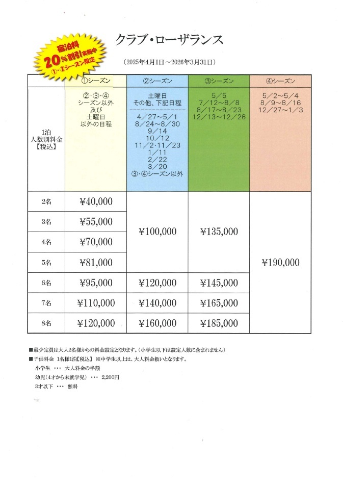 CLUB ROSARANCE IZUの宿泊料金